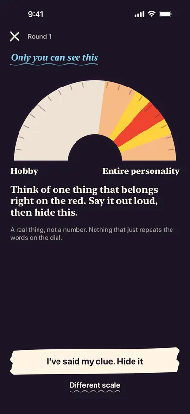 Tipping Point’s secret dial, running from Hobby to Entire personality, with the target near the far end.